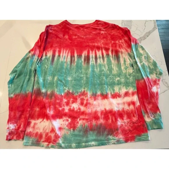 Buc-ee's Christmas Tie Dye Long Sleeve Shirt Mens XL Santa Beaver Red Green - Picture 4 of 4
